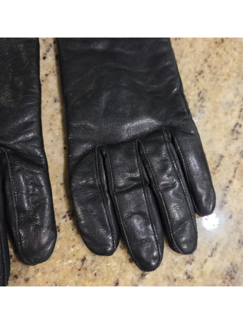 Vintage Womens Size S Black Leather Gloves Lined Moto Biker Winter